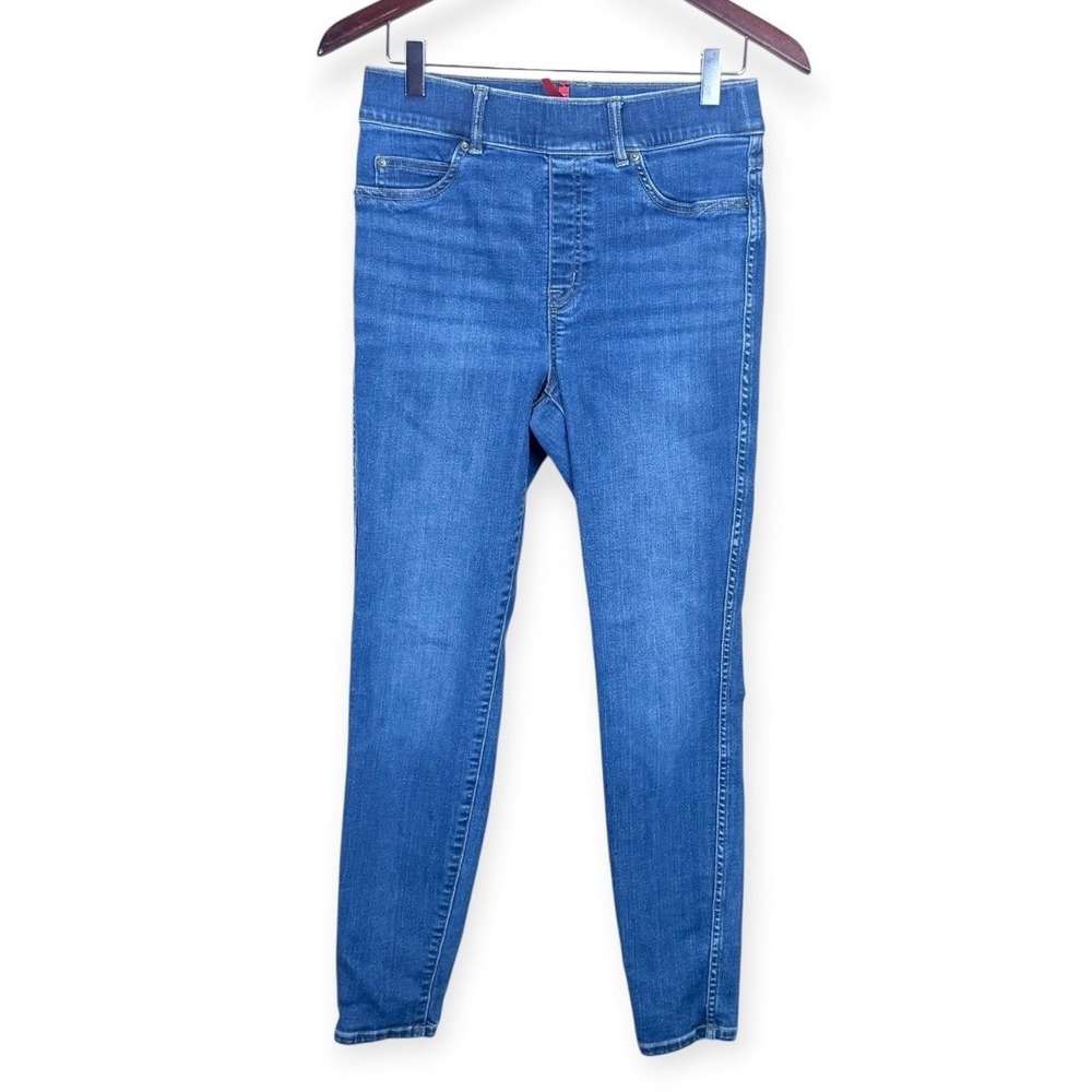 SPANX Ankle Skinny Jeans Womens Medium Dark Wash Pull On Shaping Stretch Denim